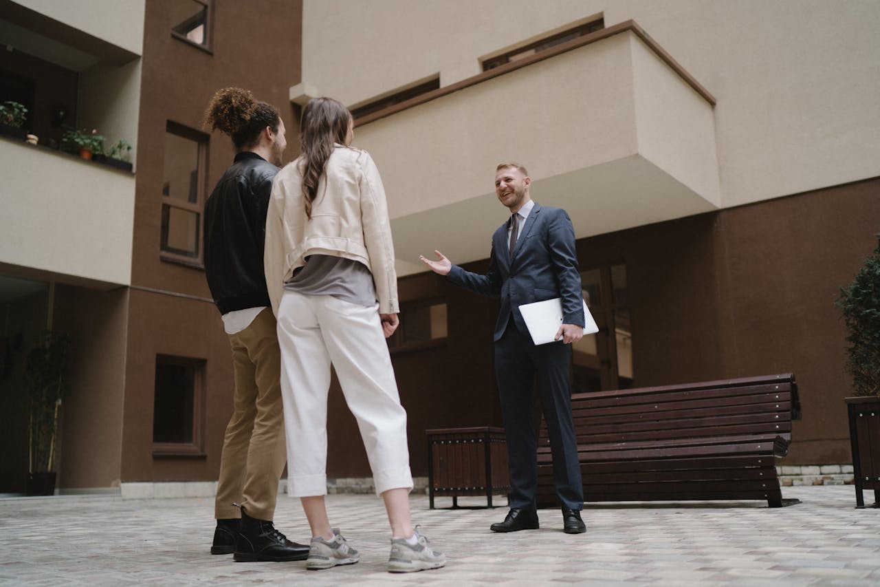 a property manager showing tenants amenities